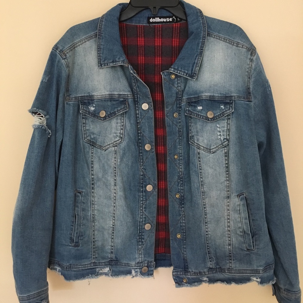 Distressed Reversible Jean Jacket